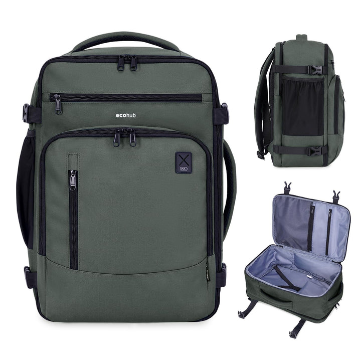 ECOHUB Rucksack 40x20x25 für Ryanair Flugzeug Reiserucksack Handgepäck Gepäck Laptop Daypacks PET-Re