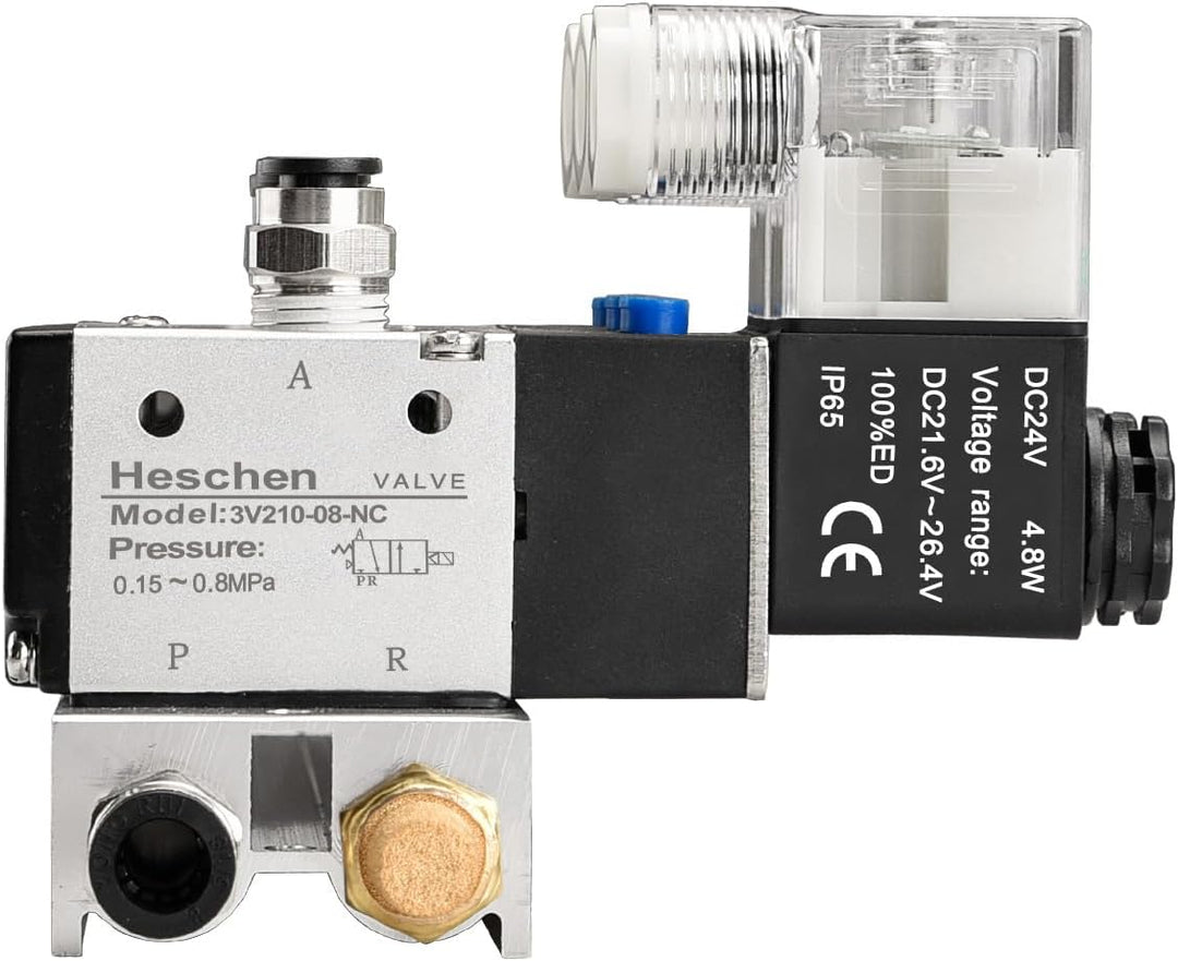 Heschen Elektrisches pneumatisches Dreifach-Magnetventil, 3V210-08, DC24V, PT1/4, 3/2-Wege, Krümmers