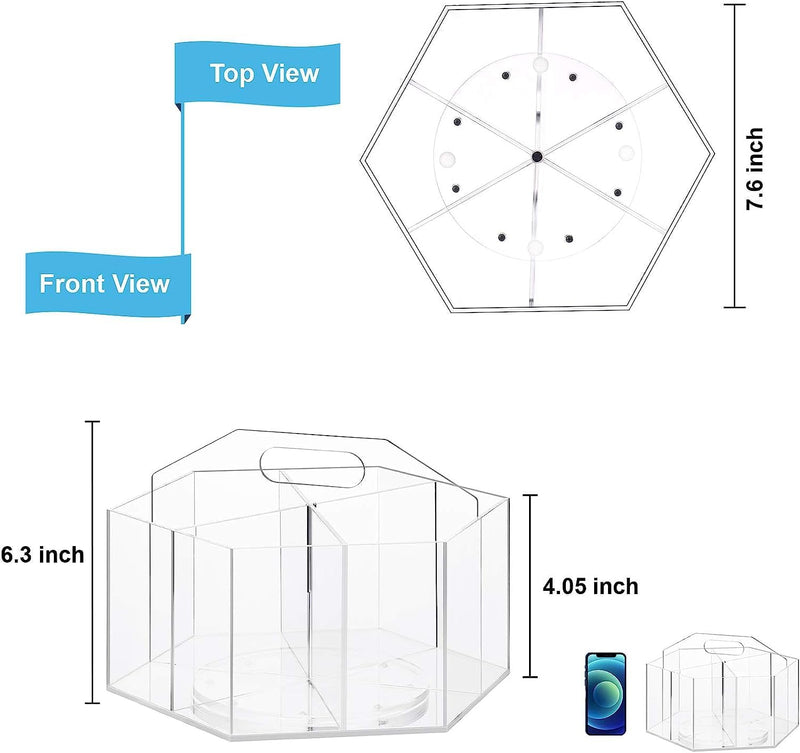 Catekro Acryl-Stifthalter, Hexagon, 360 ° rehbar Schreibtisch-Aufbewahrung für Marker, Buntstifte, K