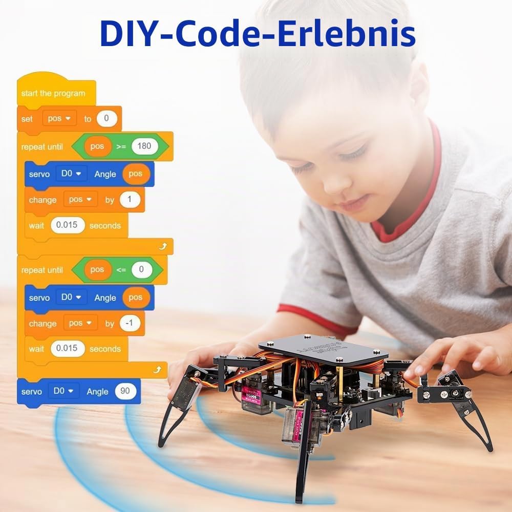 STEM Robotics Science Kits für Erwachsene, ESP8266 Spider Robot Building Kit, App-Fernbedienung, Wal