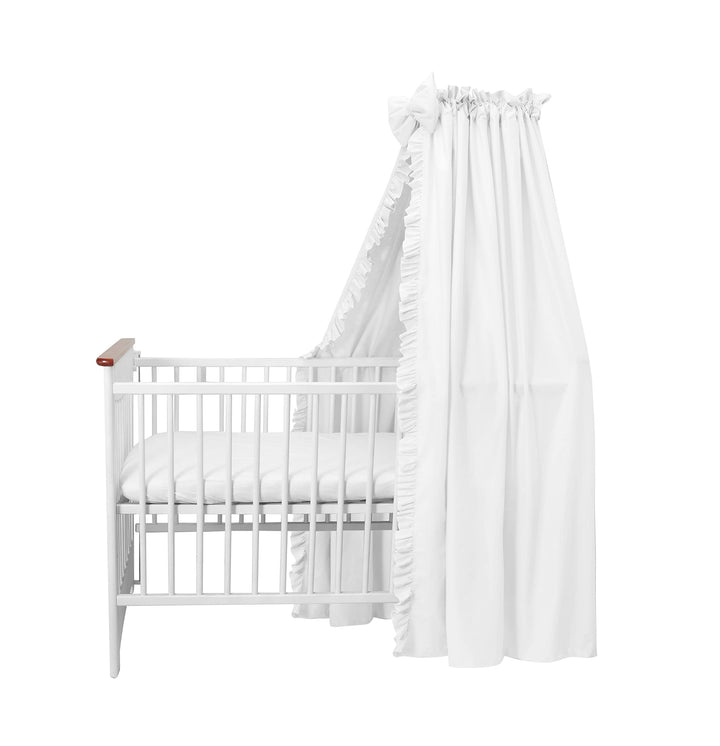 balbina Baldachin 100% Baumwolle, Deko-Set für Kinderbett, Betthimmel mit Rüsche & Schleife, Moskito