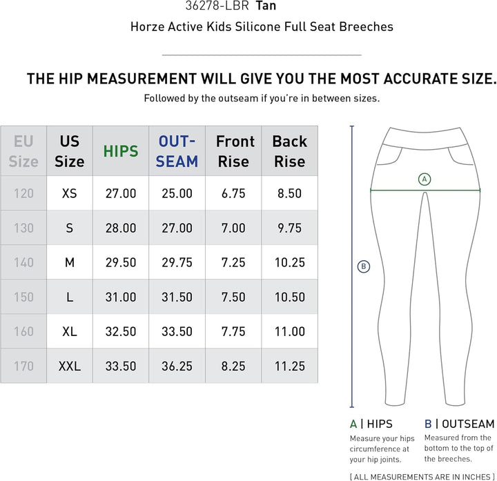 HORZE Kinder Reithose Active, Vollbesatz Reithose Mädchen mit Silikon Svpu XS, Svpu XS