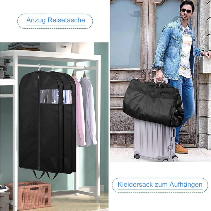 MISSLO 3 Stück Hängende Kleidersack für Aufbewahrung und Reisen 109 x 60 cm Reissverschluss Anzugtas