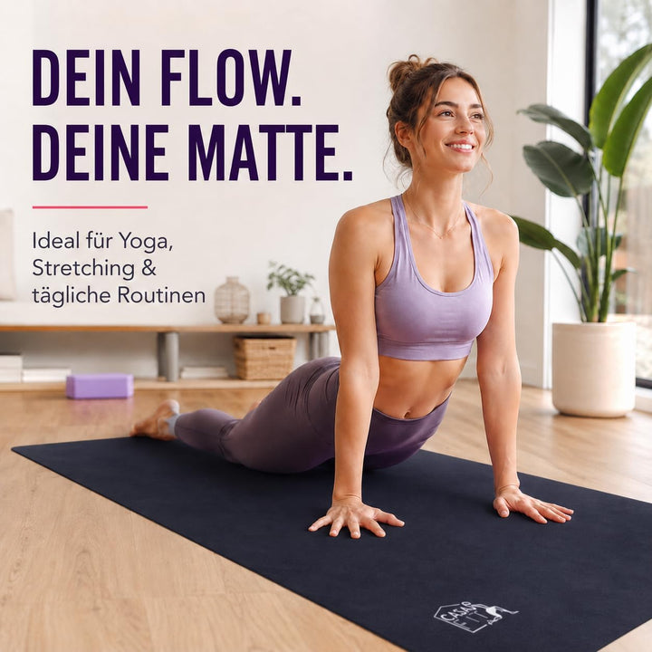 Fitnessmatte, Yogamatte aus umweltfreundlichem Naturkautschuk und rutschfest mit Design und Tragegur