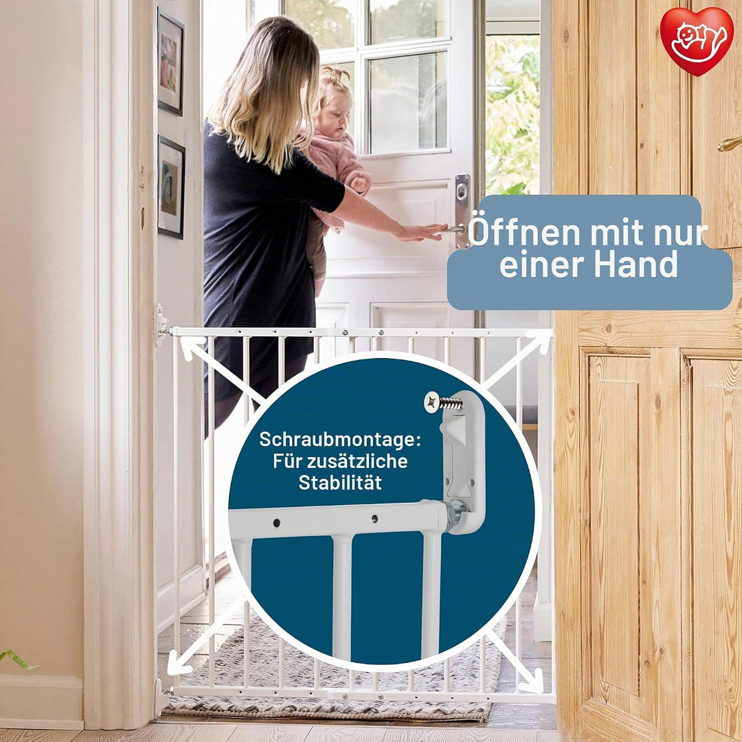 BabyDan Ebeltoft Schutzgitter - Babygitter für schmale Öffnungen (56,5-81,5 cm) - Wandtreppengitter