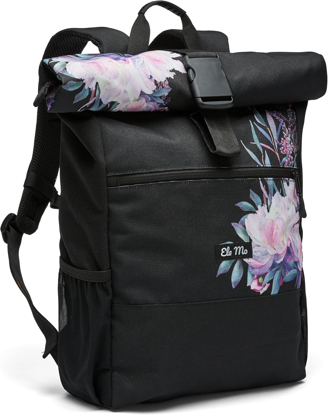 Ela Mo® Rolltop-Rucksack für Damen mit USB-Anschluss – Beauty in Darkness, Beauty in Darkness