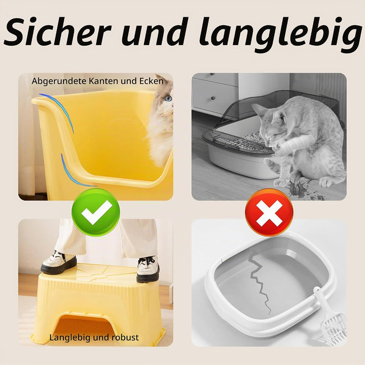 Vealind Offen Katzenklo XL, Katzentoilette Hoher Rand, 55x40x26cm Gross Katzenklo, katzentoiletten E