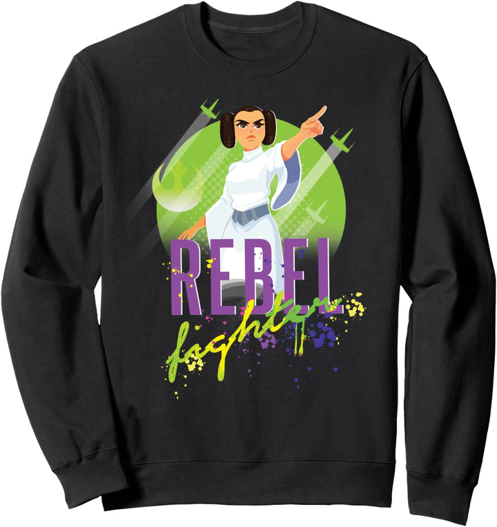 Star Wars Princess Leia Rebel Fighter Neon Paint Sweatshirt
