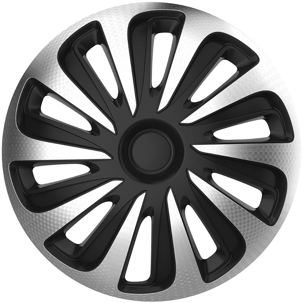 AUTO-STYLE Satz Radzierblenden Caliber 14-Zoll Silber/Schwarz Karbon-Look 14-inch Silber/Schwarz Kar