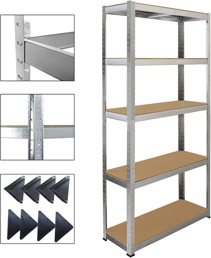 AUTOFU 5 Stöckiges Schwerlastregal Regal, Lagerregal Garagenregal, Metallregal Verzinkt - 170cm x 75