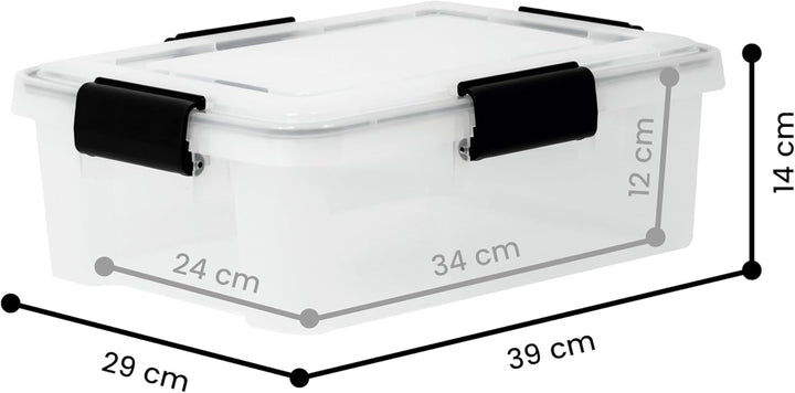 Iris Ohyama Luftdichte Kunststoff-Aufbewahrungsboxen mit Deckel, 10L, 4er-Set, Transparent, Hermetis