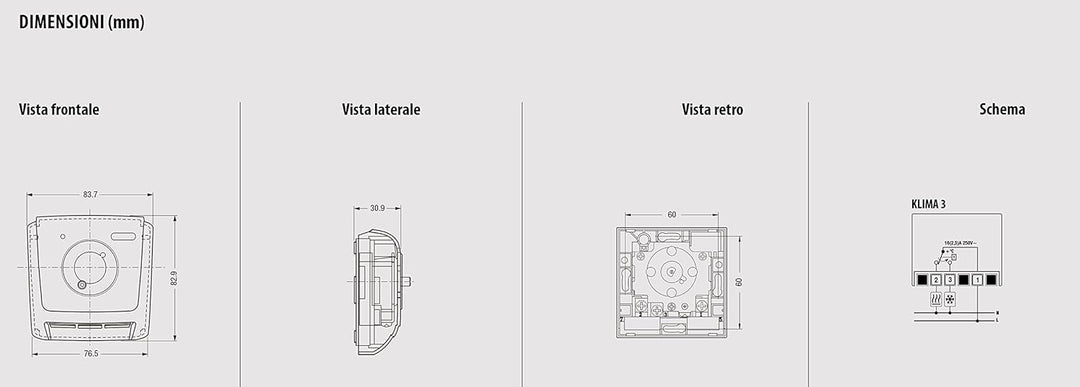 VEMER VE019600 KLIMA 3 - Mechanischer Raumthermostat, Heizungsthermostat, Thermostat mit Betrieb Hei