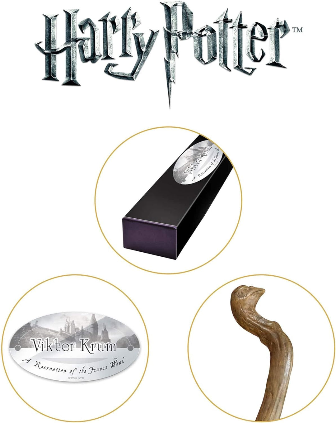 The Noble Collection - Viktor Krum Character Wand - 14in (35cm) Wizarding World Wand with Name Tag -
