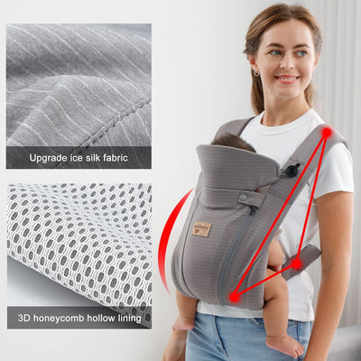 vrbabies Babytrage für Neugeborene ab Geburt Extra Weich, Bauchtrage Baby-Tragetasche Ergonomisch(Du