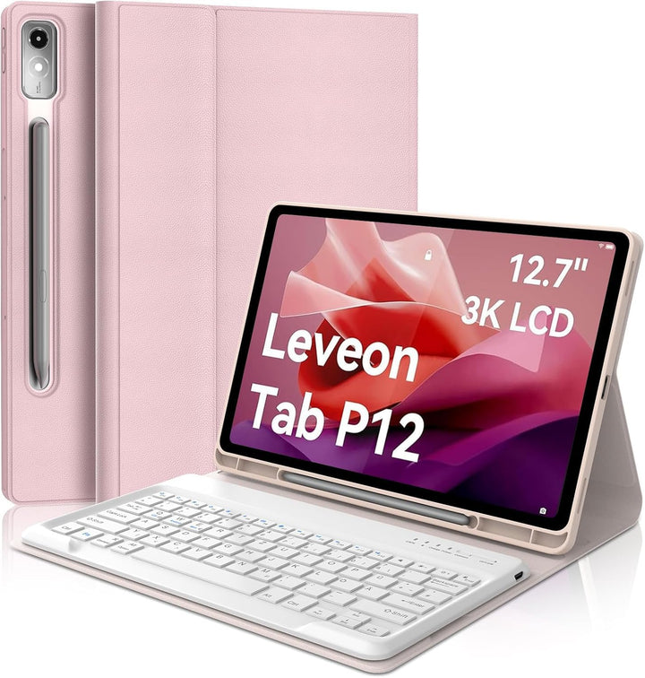 FOGARI Tastatur Hülle für Lenovo Tab P12 12.7" 2023, QWERTZ Layout, Hülle Tastatur mit Magnetisch Ab
