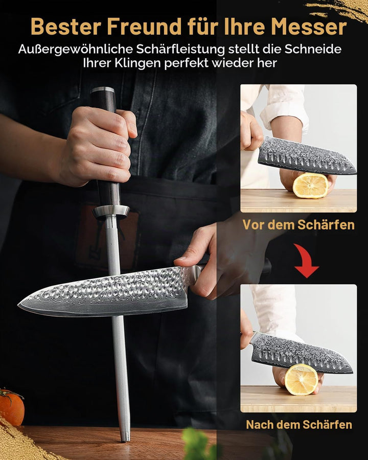 XINZUO 36.2cm Diamant Wetzstahl, Schleifstab Professionelle kohlenstoffreichem Stahl Wetzstab, für v