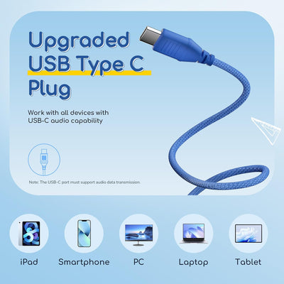 EarFun Kinder Kopfhörer, Kopfhörer Kinder mit USB-C Kabel, 85/94dB Lautstärkenbegrenzer, Faltbare, E