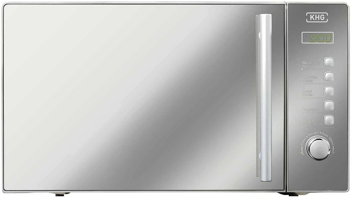 KHG Mikrowelle MW-20GSD mit Grill 20l aus Edelstahl, schimmert je nach Lichtreflex schwarz oder silb