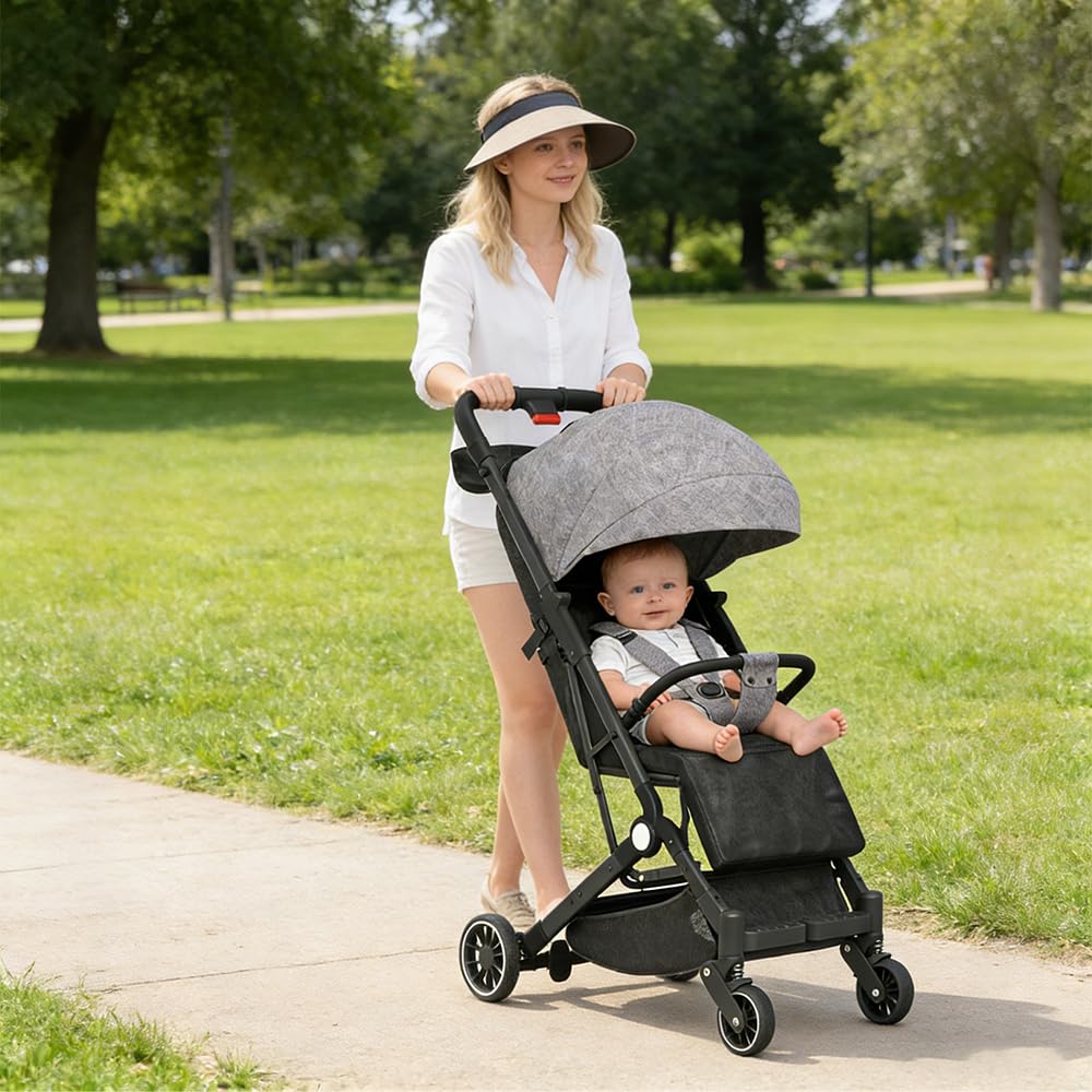 Kinderbuggy, Kinderwagen mit Sonnenschirm, Kinderwagen Zusammenklappbar, Buggy mit Liegefunktion, Ka
