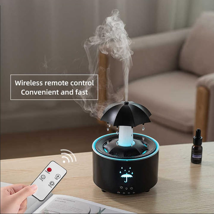 ThreeH 7-Farben Regentropfen Diffuser 300ml Luftbefeuchter mit Fernbedienung 3 Timer Schirmdesign fü
