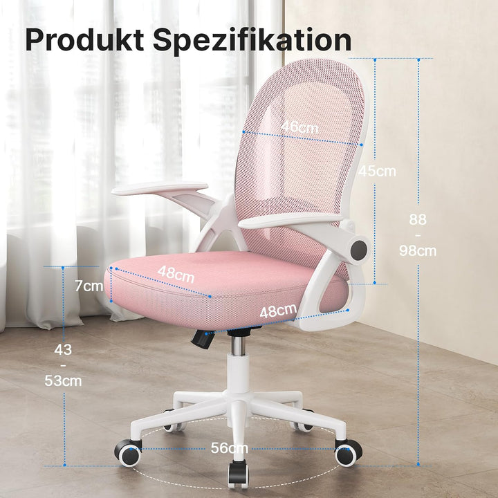 naspaluro Bürostuhl, Ergonomischer Schreibtischstuhl mit Atmungsaktiv Netzbespannung, Hochklappbare
