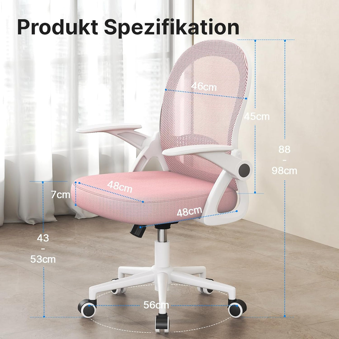naspaluro Bürostuhl, Ergonomischer Schreibtischstuhl mit Atmungsaktiv Netzbespannung, Hochklappbare