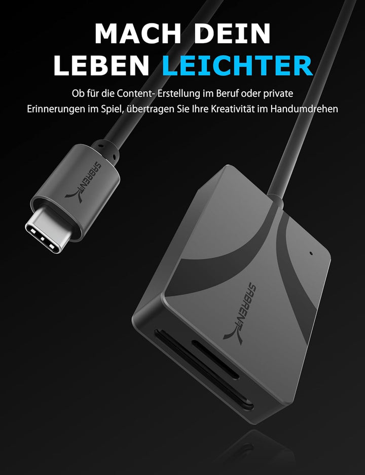 SABRENT SD, Micro SD USB C Kartenleser, USB 3.2 Speicherkartenleser, 312 MBps High Speed Externe Kar