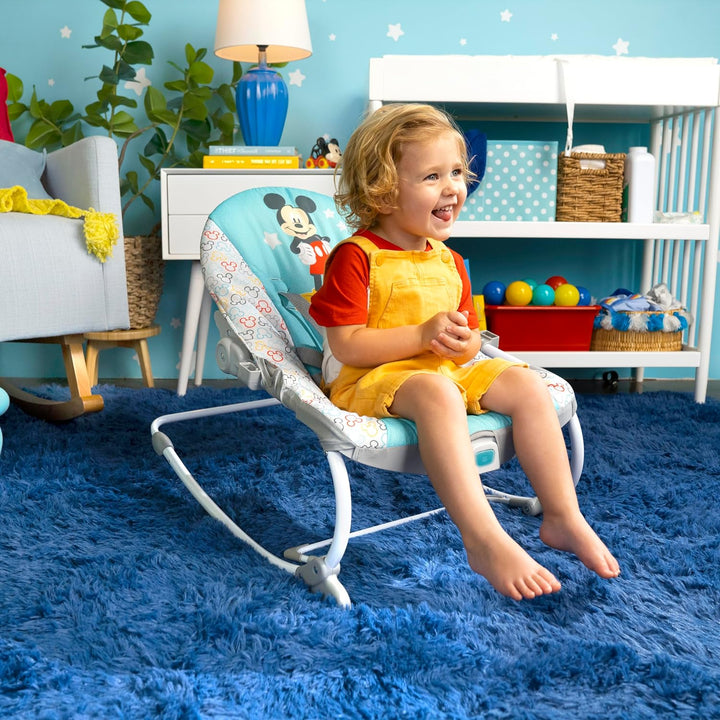Bright Starts, Disney Baby, Mickey Mouse Original Bestie, Wippe für Babies und Kleinkinder mit Vibra