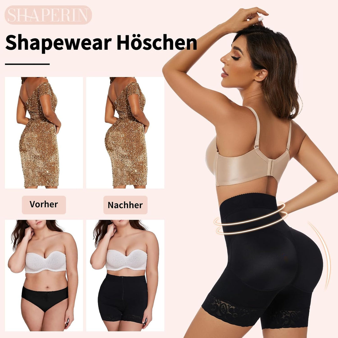SHAPERIN Shapewear Shorts Damen Bauchkontrolle Höschen Hohe Taille Butt Lifter Miederhose Bauchweg S