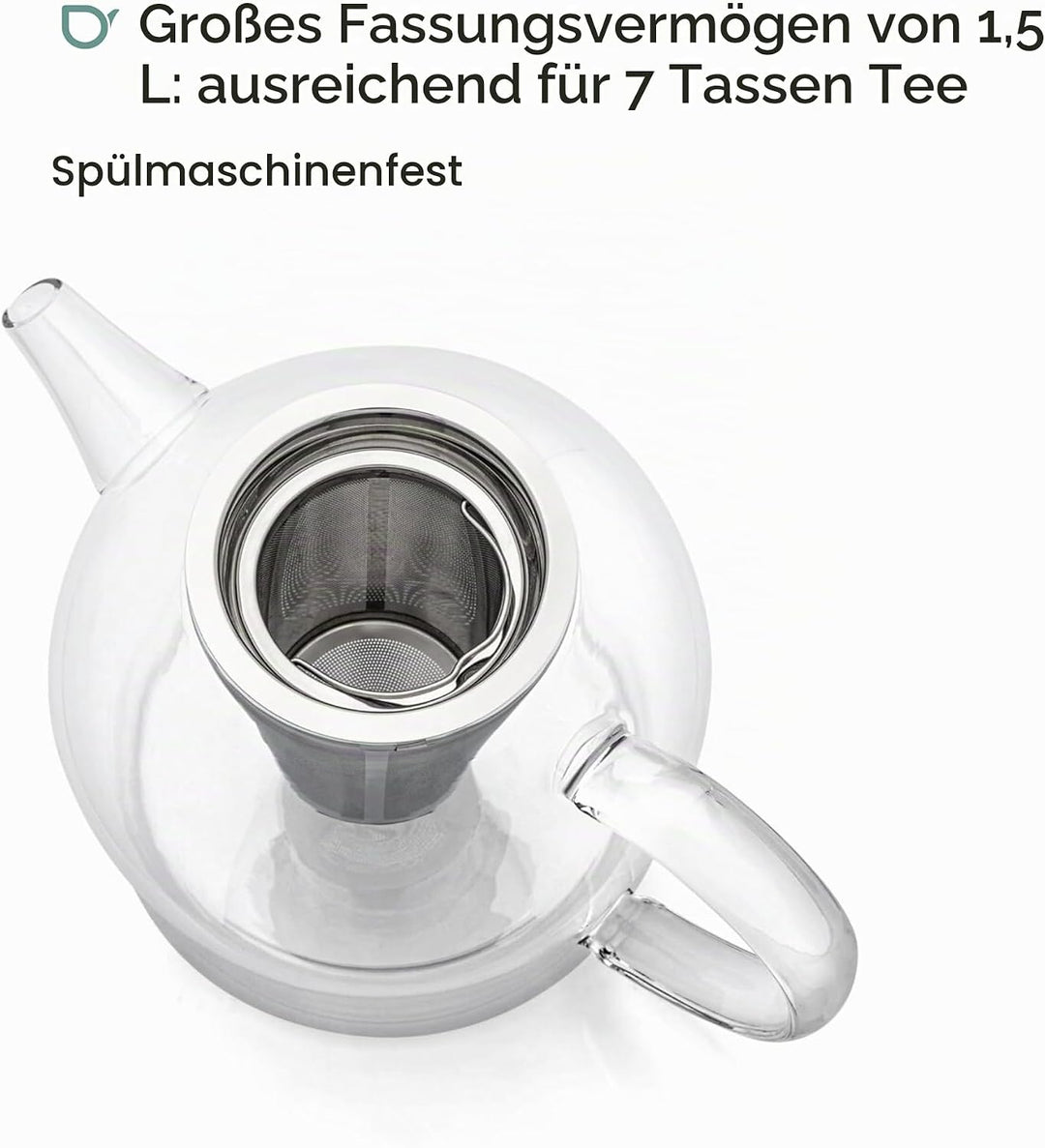 Bredemeijer Teekanne Minuet Glas 1,5L +Edelstahlfilter