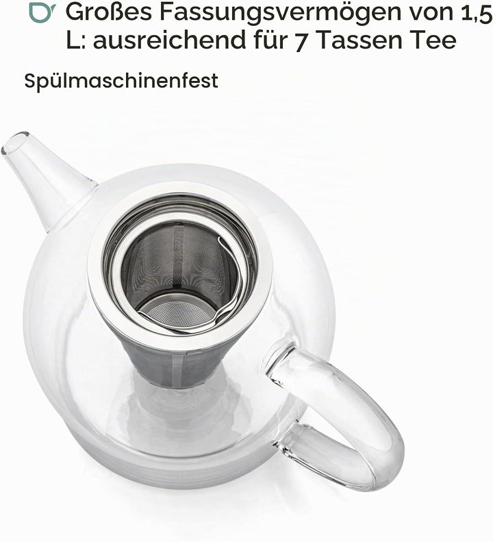 Bredemeijer Teekanne Minuet Glas 1,5L +Edelstahlfilter