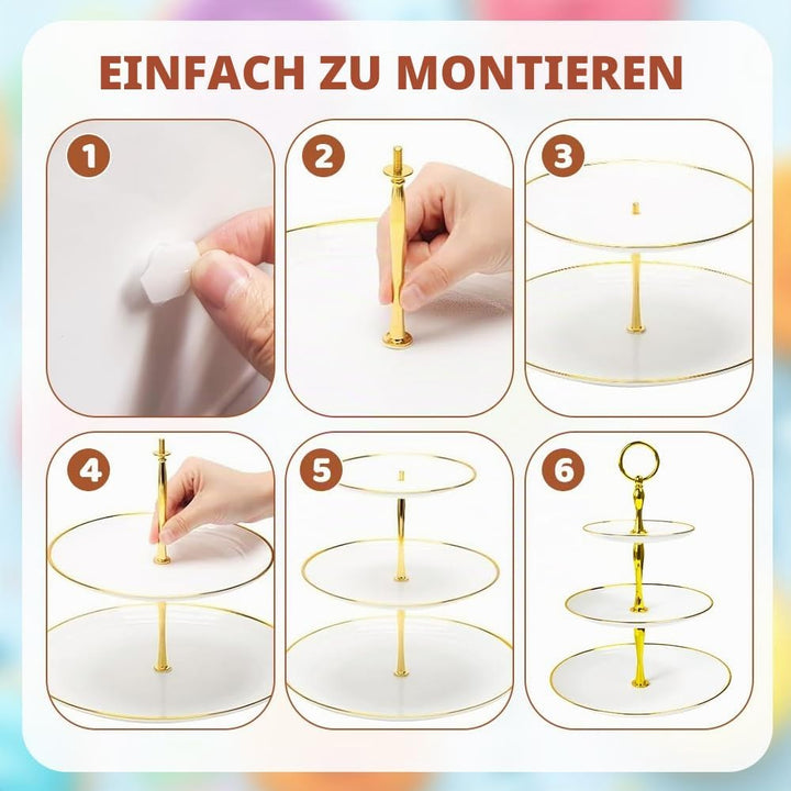 2er Set Tortenständer Etagere 3 Etagen Ø14.5/19.5/24.5cm Muffin Ständer Cupcake Halter Rund Kuchenst