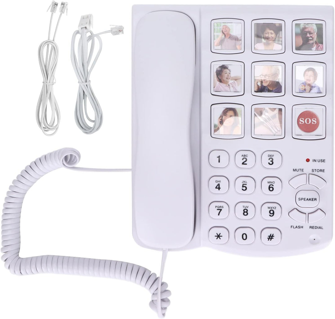 Grosses Tastentelefon für Senioren, LD-858HF Schnurgebundenes Festnetztelefon mit SOS-Taste Vorgespe