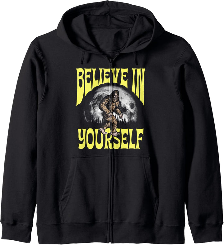 Believe in Yourself Funny Sasquatch Positive Bigfoot Moon Kapuzenjacke