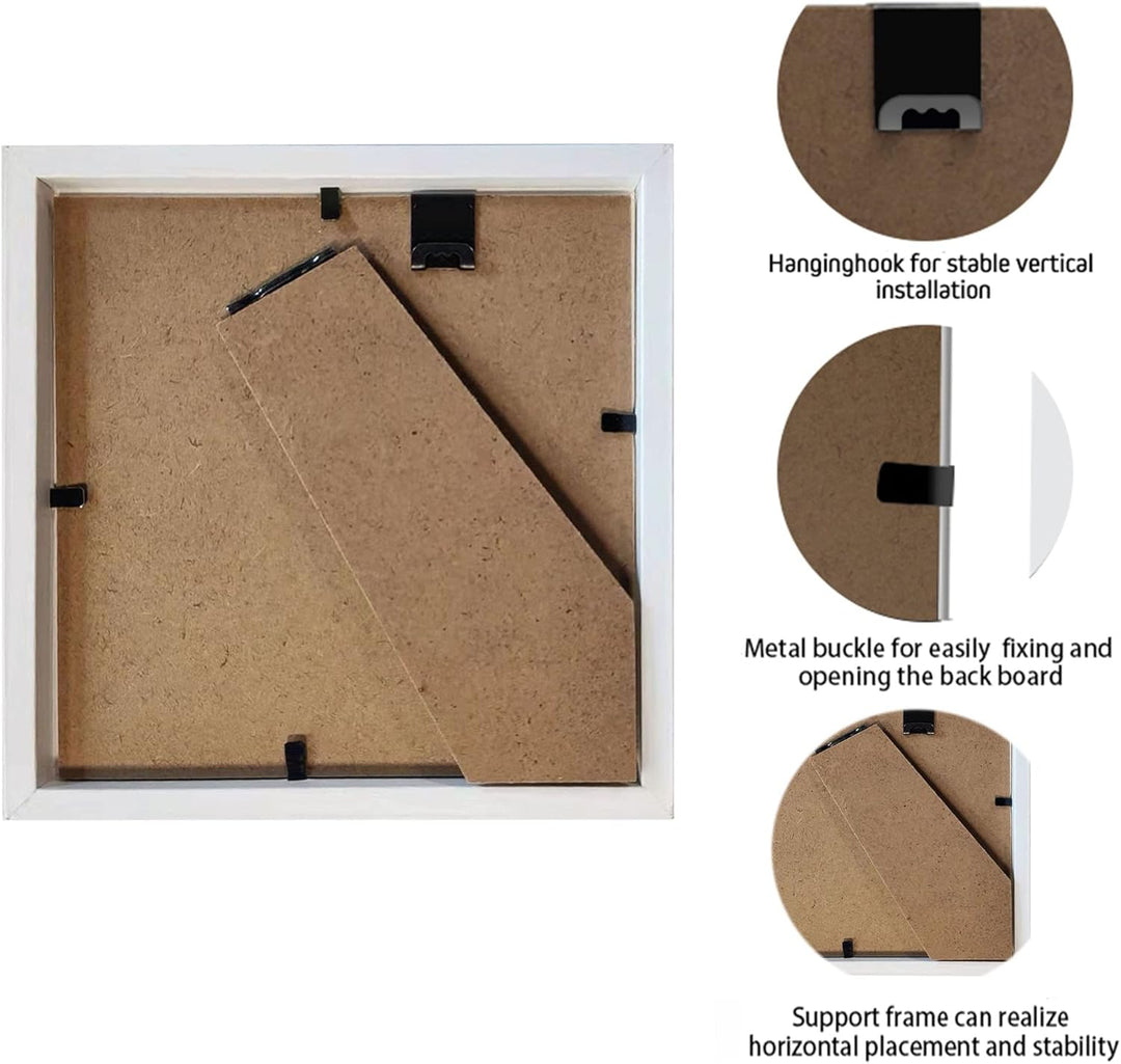sunmeg 2Pcs 3D Bilderrahmen zum Befüllen 14 x 14cm Bilderrahmen Tief 3D Objektrahmen Hölzern bis 3cm