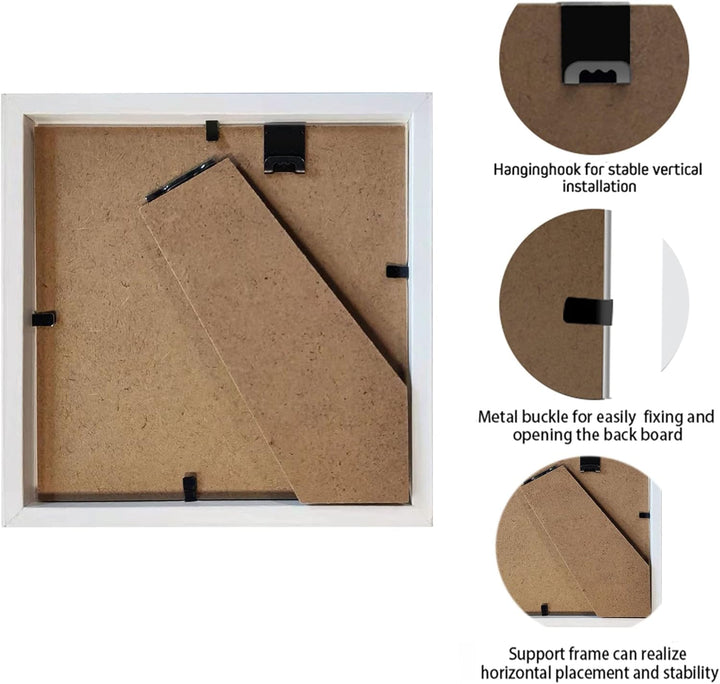sunmeg 2Pcs 3D Bilderrahmen zum Befüllen 14 x 14cm Bilderrahmen Tief 3D Objektrahmen Hölzern bis 3cm