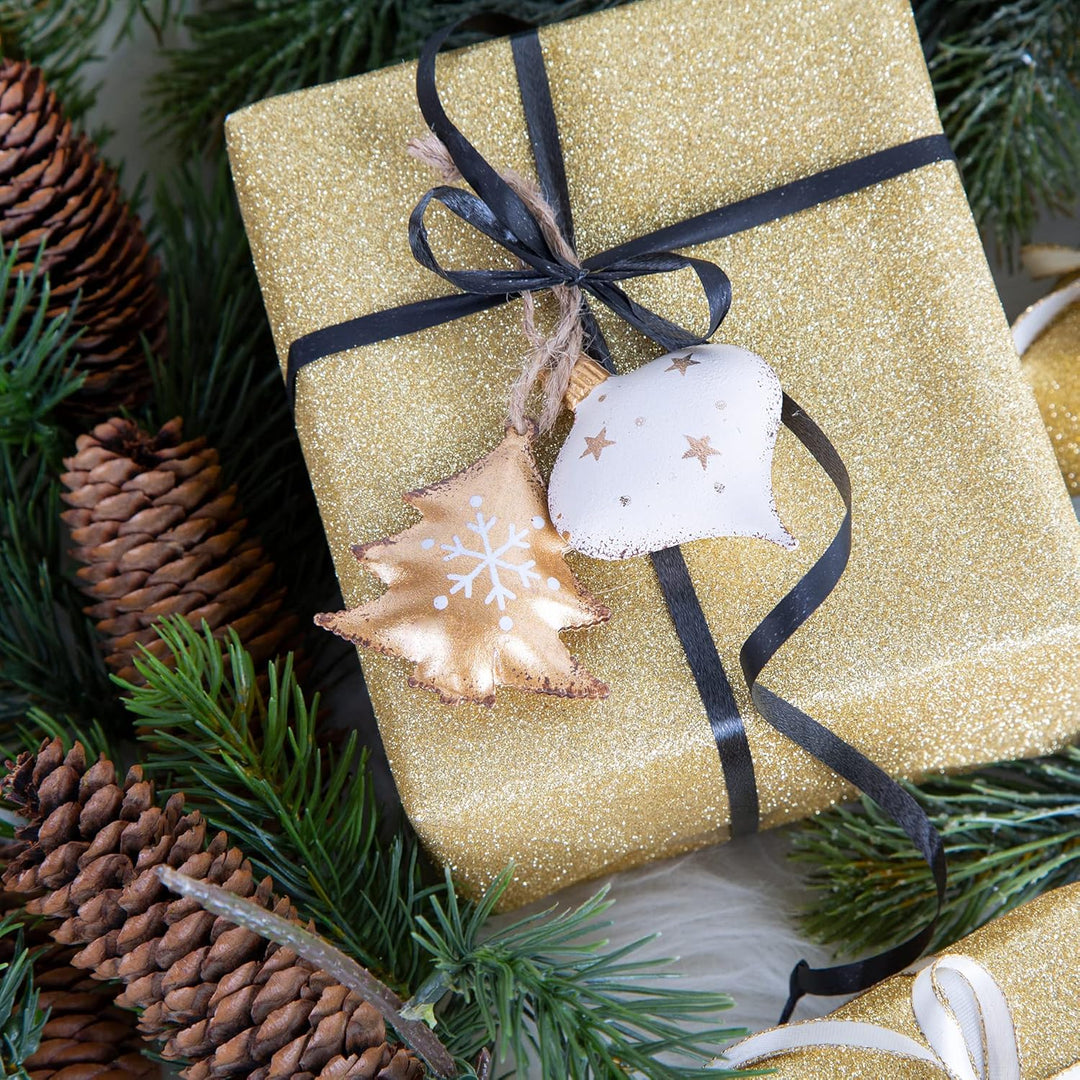 Logbuch-Verlag 18 Weihnachtsbaum Anhänger aus Metall 4 cm Weihnachtsbaumschmuck Sterne + Herzen + Bä