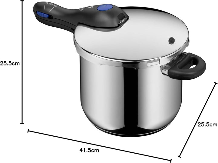WMF Perfect Plus Schnellkochtopf Induktion 6,5l, mit Einsatz, Dampfkochtopf mit Flammschutz, grosses