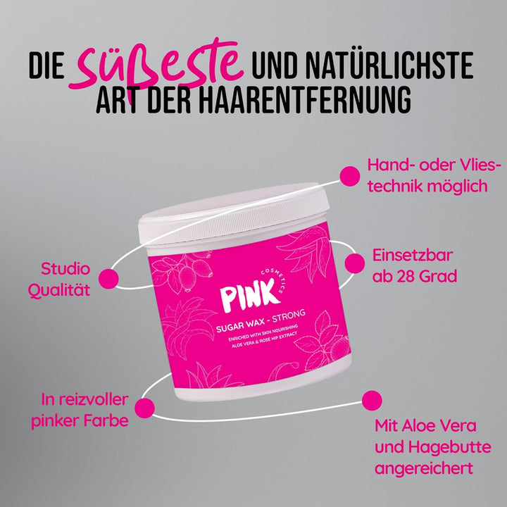 Pink Cosmetics Zuckerpaste Strong Waxing Haarentfernung 500g – Sugar Paste Sugaring Enthaarung für d