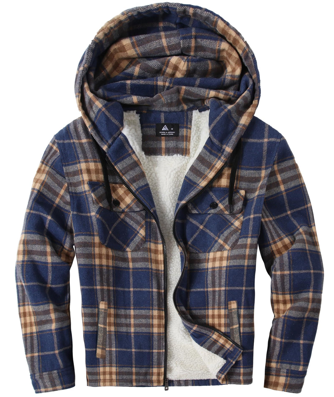 JACKETOWN Hemdjacke Kariertes Herren hoodies Flanelljacke Warm Thermohemd Herren Holzfäller Jacke Ve