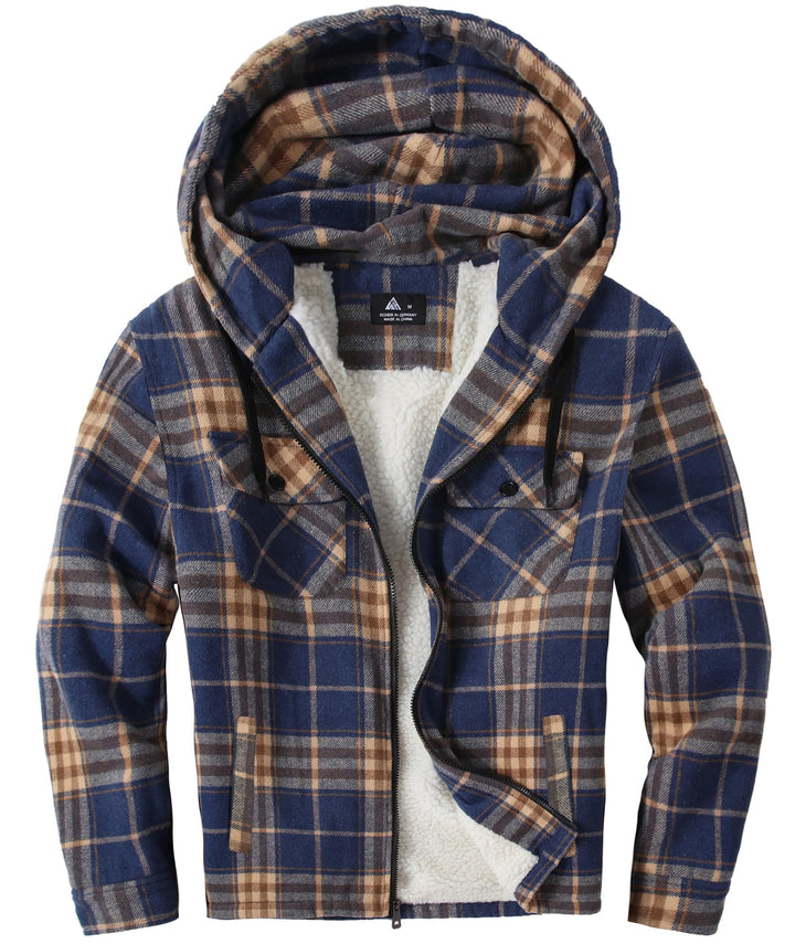 JACKETOWN Hemdjacke Kariertes Herren hoodies Flanelljacke Warm Thermohemd Herren Holzfäller Jacke Ve