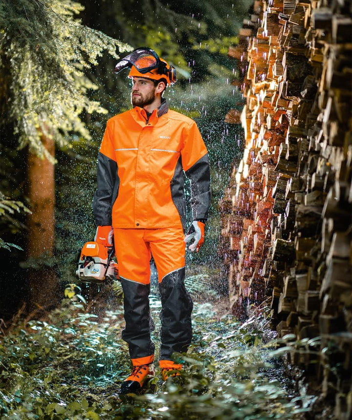KOX Regenhose wasserdicht/Outdoorhose Aquatex 2.0 Orange/Grau Grösse 62/64 S Orange-grau, S Orange-g