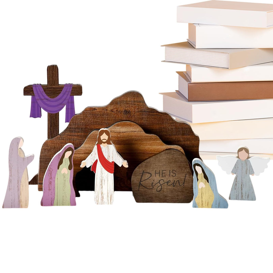 Geburtsszene aus Holz | Religiöse Dekorationen im rustikalen Stil | Krippen-Sets und Figuren | für T