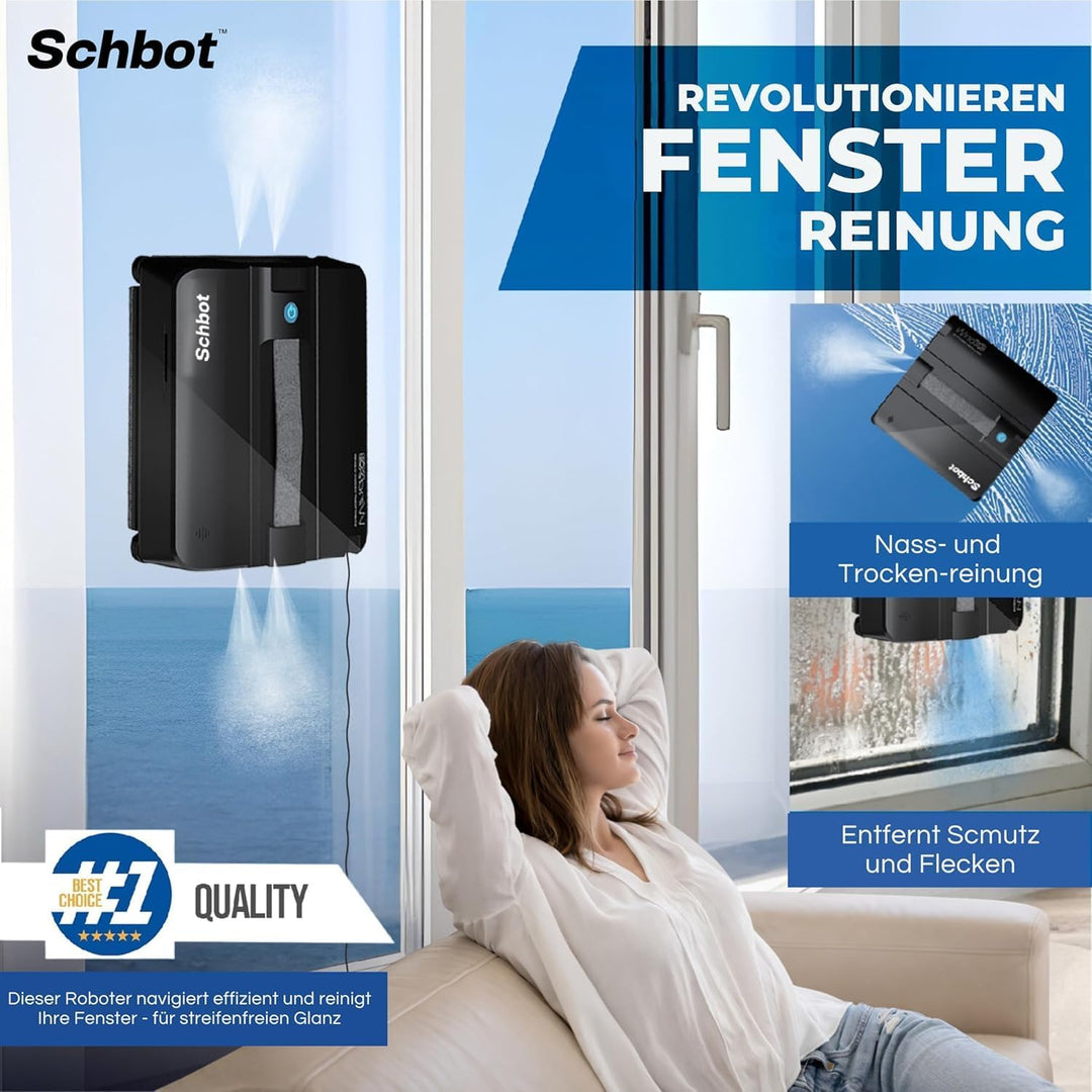 Wind X3 Fensterputzroboter Set mit 5 Mikrofaser-Reinigungstüchern – Elektrischer Fensterreiniger mit