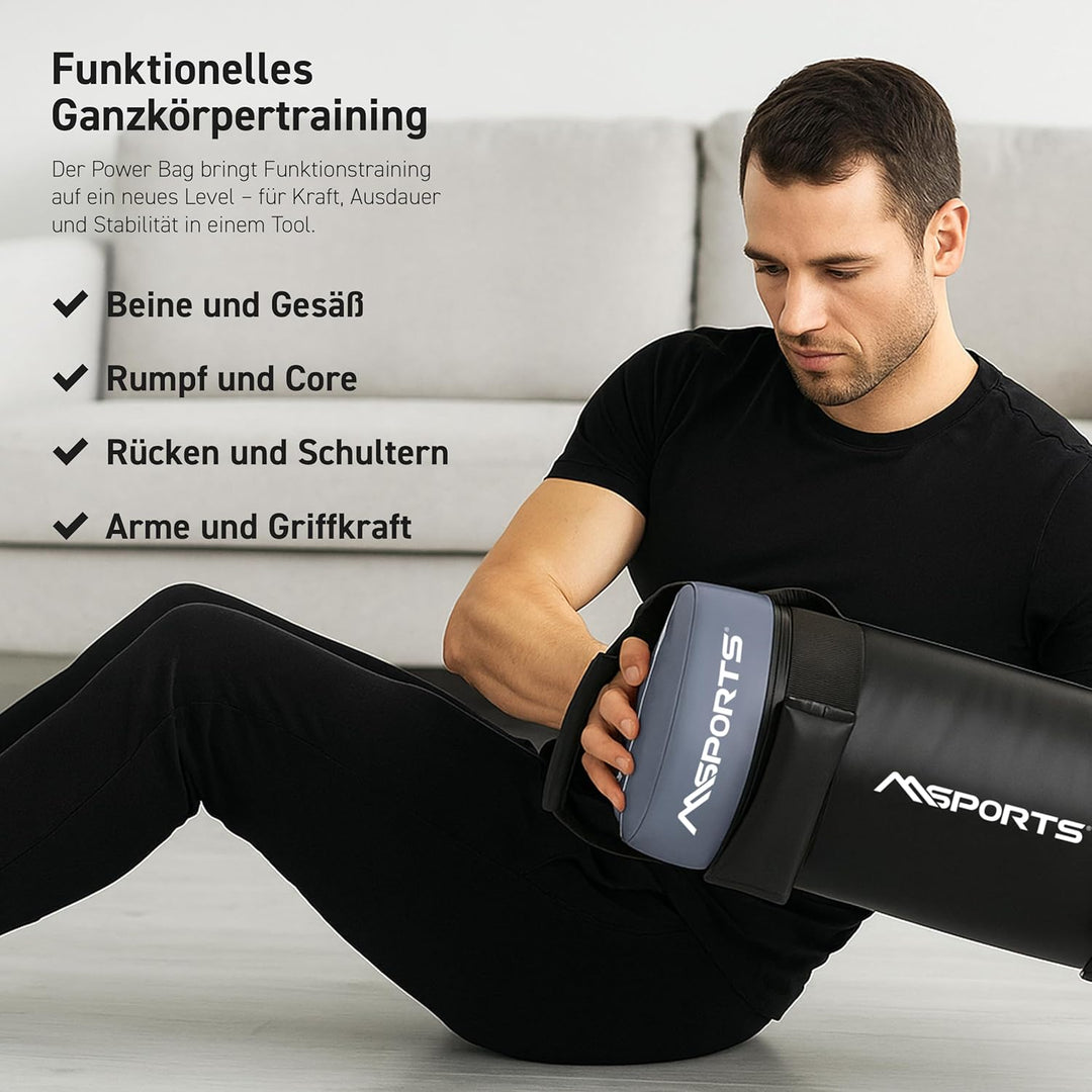 MSPORTS Power Bag Premium 5-30 kg Fitness Bag - Sandsack für Functional Fitness Gewichtssack, 30 kg