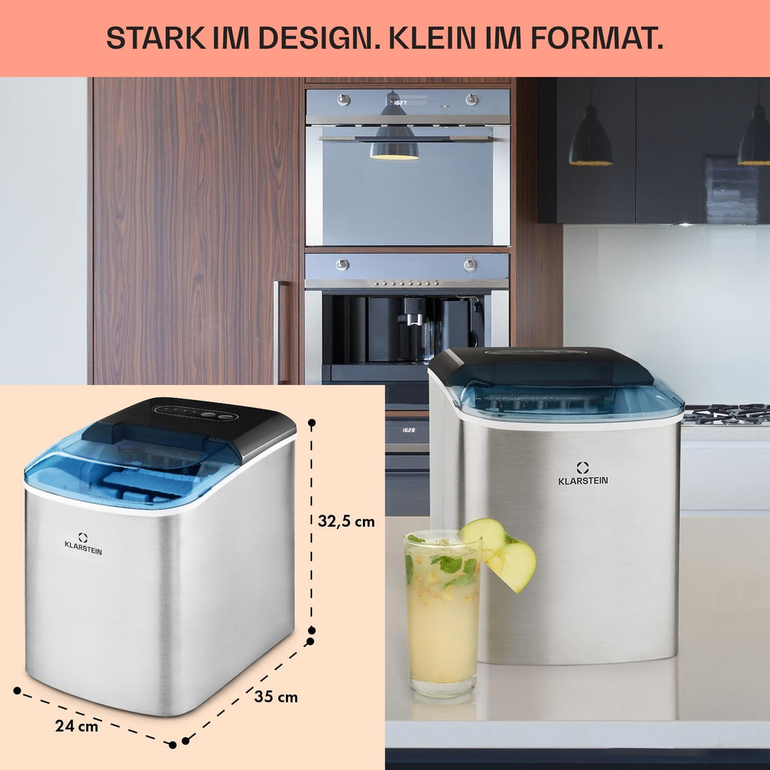 Klarstein On-The-Rocks - Eismaschine, Eiswürfelbereiter, Eiswürfelmaschine, 12 kg / 24 h, 120W, 2 Wü