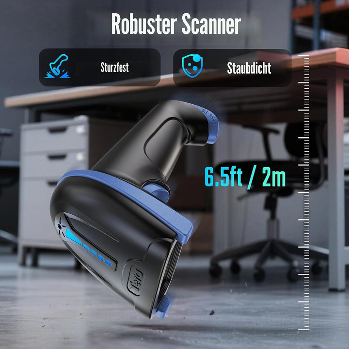 Tera Barcode-Leser kabellos und kabelgebunden mit Batteriestandsanzeige, Barcode-Scanner digital Bed