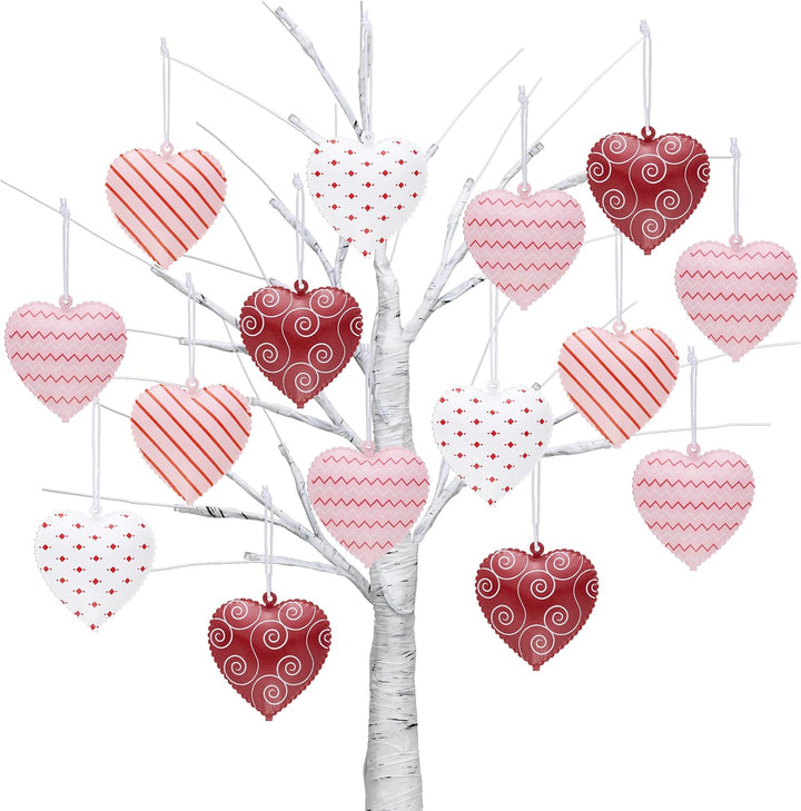 Valery Madelyn 24 Stück Metallherzen Anhänger, 5cm Herz Baumschmuck Deko für Valentinstag Hochzeit F
