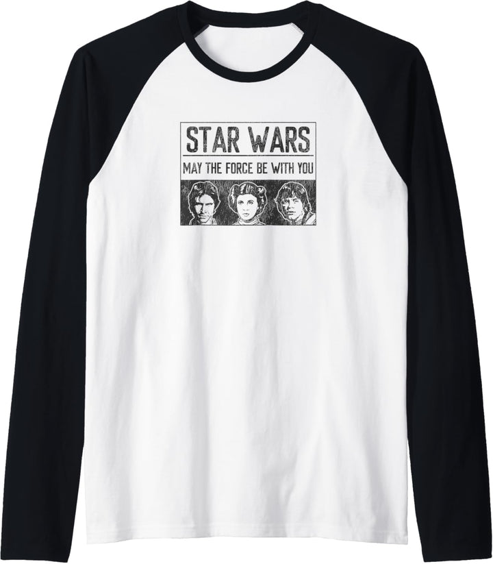 Star Wars Han Solo, Luke & Leia May The Force Be With You Raglan