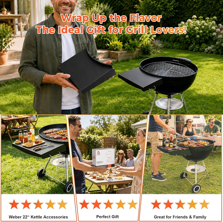 QuliMetal Grilltisch-Seitenablage für Kugelgrills - Seitentisch-Ablage als Ersatz für Weber Master T